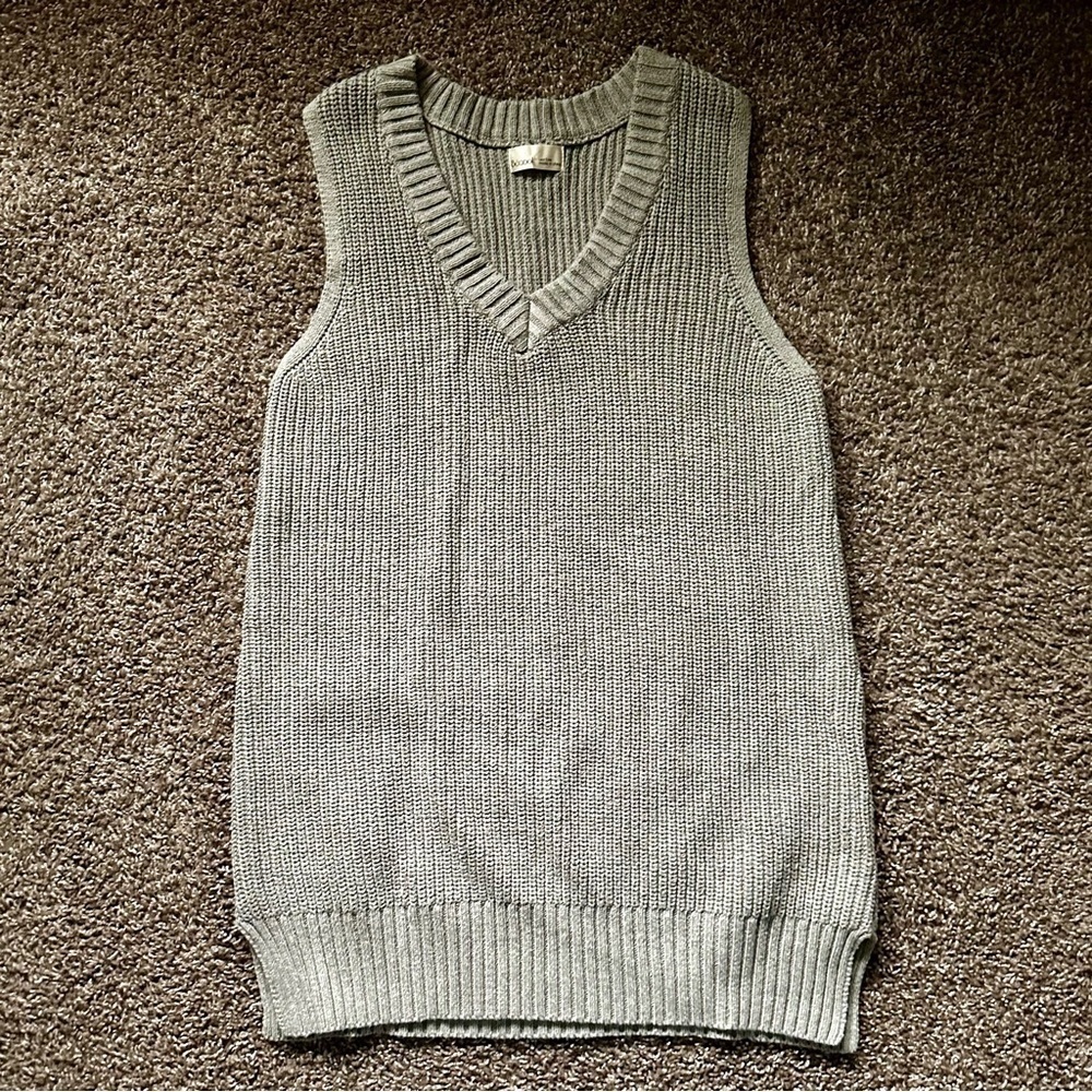 Be Cool Gray Oversized Chunky Knit Sweater Vest S/M Longline
